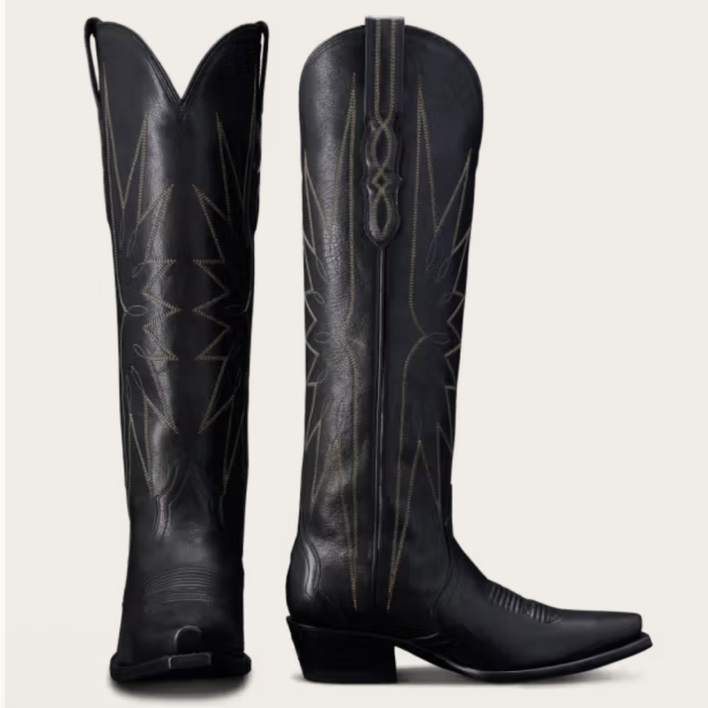 Tecovas black leather Loretta tall Western boots - Picture 4 of 11